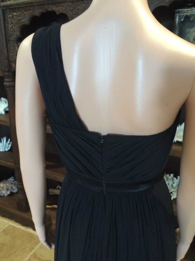 27005 B1SOFW Enchanting, Full Length, One-Shoulder Black Chiffon Gown ...