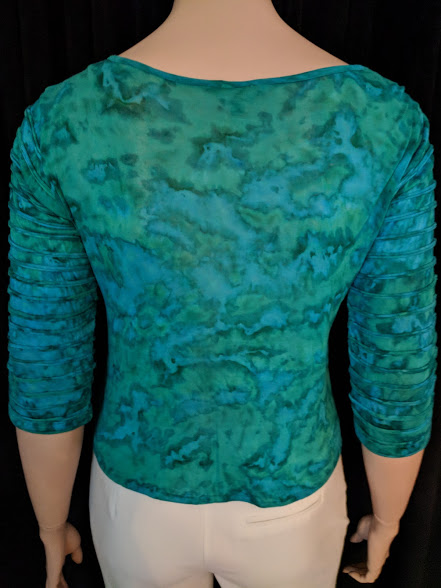 8028 B3 SST Ocean Blue/Green Top With 3/4 Length Sleeves By Dunia Size L - Image 2