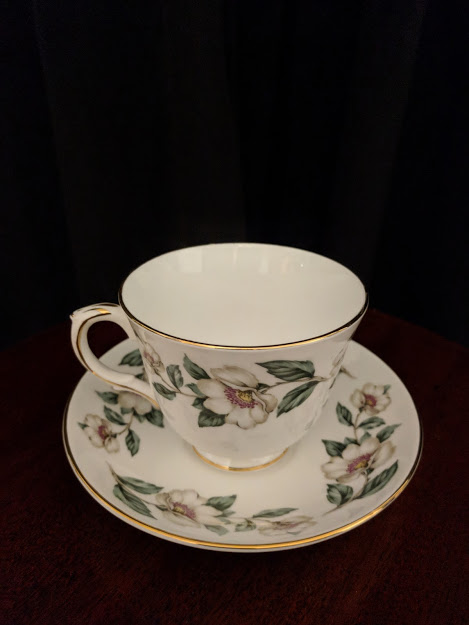 Antique Victorian Bridgewoods Bone China Floral Tea Cup and Saucer C1884 
